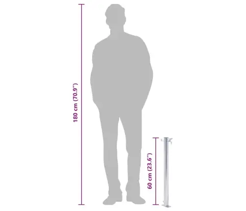 Dārza Ūdens Kolonna, 60 Cm, Nerūsējošs Tērauds, Apaļa Vidaxl