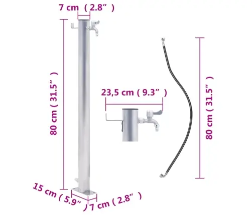 Dārza Ūdens Kolonna, 80 Cm, Nerūsējošs Tērauds, Apaļa Vidaxl