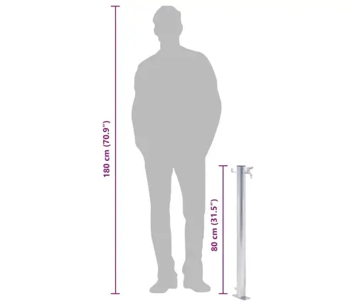 Dārza Ūdens Kolonna, 80 Cm, Nerūsējošs Tērauds, Apaļa Vidaxl