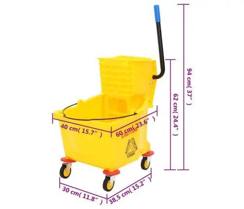 Ratastega Mopiämber Koos Väänamisalusega, Kollane, 36 L, Pp