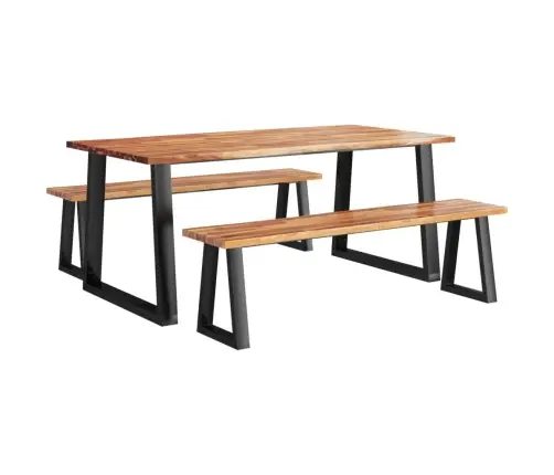 3-Daļīgs Dārza Mēbeļu Komplekts, Dabīgas Malas, Akācijas Koks Vidaxl