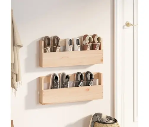 Seinale Kinnitatavad Jalatsiriiulid 2 Tk, 59X9X23 cm Männipuit