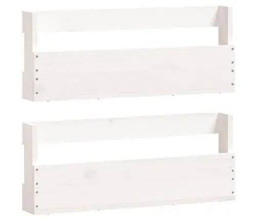 Sienas Apavu Plaukti, 2 Gab., Balti, 59X9X23 Cm, Priedes Koks Vidaxl