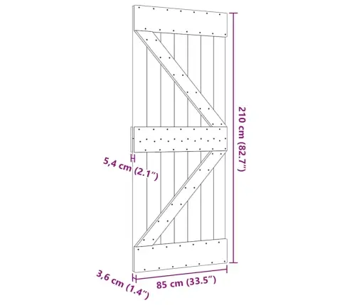 Durvis Narvik, 85X210 Cm, Priedes Masīvkoks Vidaxl