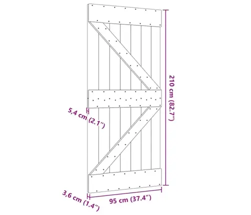 Durys Narvik, 95X210cm Pušies Medienos Masyvas