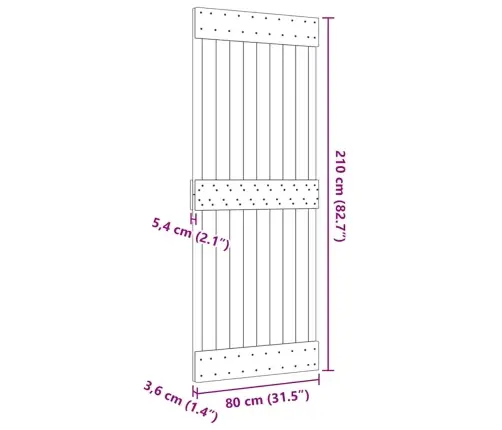 Durvis Narvik, 80X210 Cm, Priedes Masīvkoks Vidaxl
