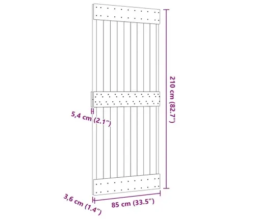 Durys Narvik, 85X210cm Pušies Medienos Masyvas