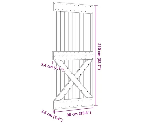 Durvis Narvik, 90X210 Cm, Priedes Masīvkoks Vidaxl
