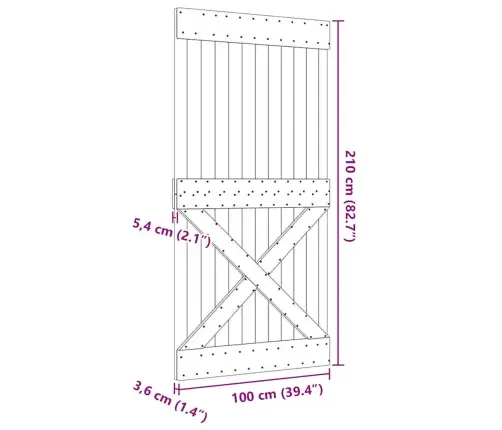 Durvis Narvik, 100X210 Cm, Priedes Masīvkoks Vidaxl