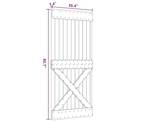 Durvis Narvik, 90X210 Cm, Priedes Masīvkoks Vidaxl
