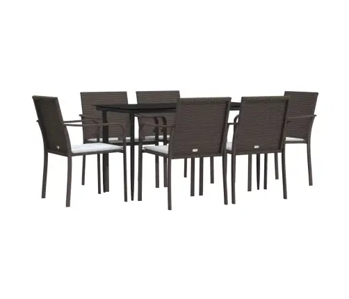 7-Osaline Aia Söögimööbli Komplekt Istmepatjadega, Rotang/Teras