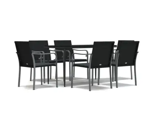 7-Daļīgs Dārza Mēbeļu Komplekts, Matrači, Rotangpalma, Tērauds Vidaxl