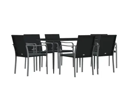 7-Daļīgs Dārza Mēbeļu Komplekts, Matrači, Rotangpalma, Tērauds Vidaxl