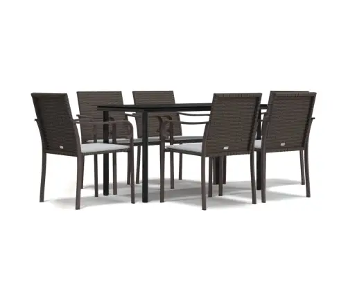 7-Daļīgs Dārza Mēbeļu Komplekts, Matrači, Rotangpalma, Tērauds Vidaxl