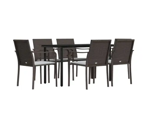 7-Daļīgs Dārza Mēbeļu Komplekts, Matrači, Rotangpalma, Tērauds Vidaxl