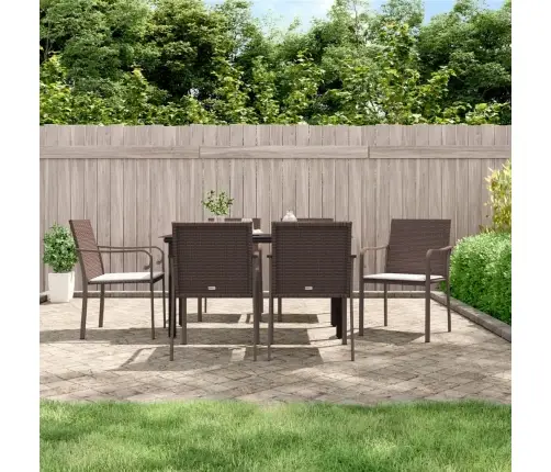 7-Daļīgs Dārza Mēbeļu Komplekts, Matrači, Rotangpalma, Tērauds Vidaxl