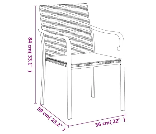 7-Osaline Aia Söögimööbli Komplekt Istmepatjadega, Rotang/Teras