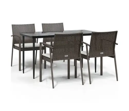 5-Daļīgs Dārza Mēbeļu Komplekts Ar Matračiem, Pe Rotangpalma Vidaxl