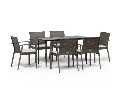 7-Daļīgs Dārza Mēbeļu Komplekts Ar Matračiem, Pe Rotangpalma Vidaxl