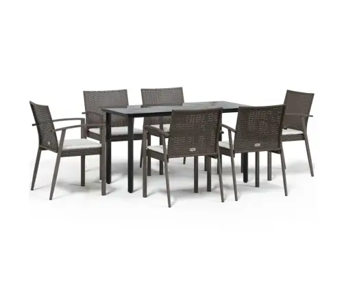 7-Daļīgs Dārza Mēbeļu Komplekts, Matrači, Rotangpalma, Tērauds Vidaxl