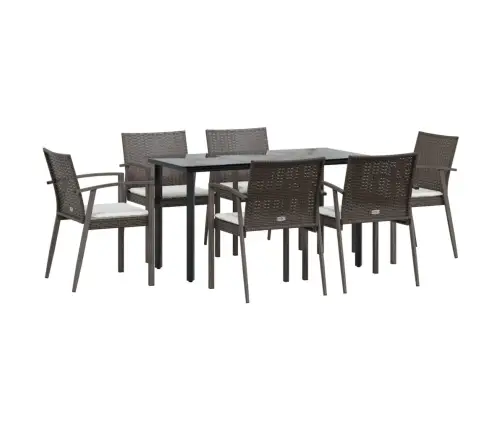 7-Daļīgs Dārza Mēbeļu Komplekts, Matrači, Rotangpalma, Tērauds Vidaxl