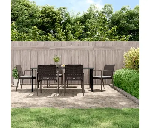 7-Daļīgs Dārza Mēbeļu Komplekts, Matrači, Rotangpalma, Tērauds Vidaxl