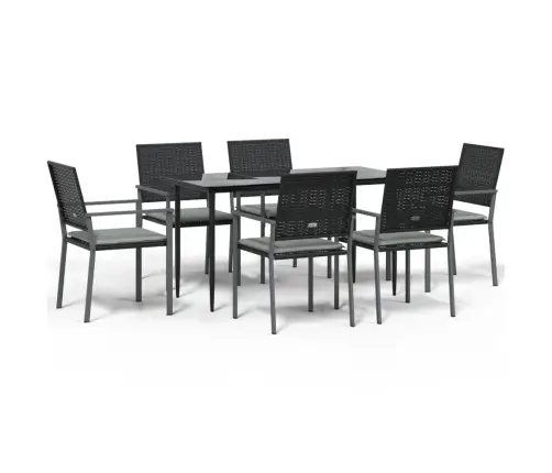 7-Daļīgs Dārza Mēbeļu Komplekts, Matrači, Rotangpalma, Tērauds Vidaxl