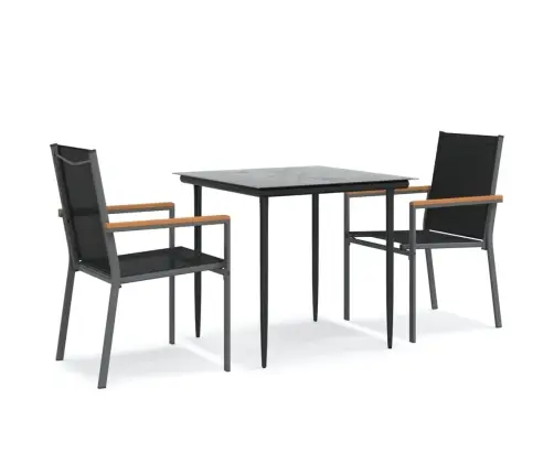 Sodo Valgomojo Komplektas, 3 Dalių, Juodas, Tekstilenas/Plienas