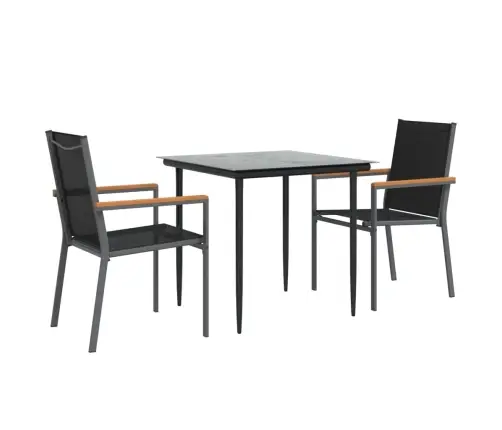 Sodo Valgomojo Komplektas, 3 Dalių, Juodas, Tekstilenas/Plienas