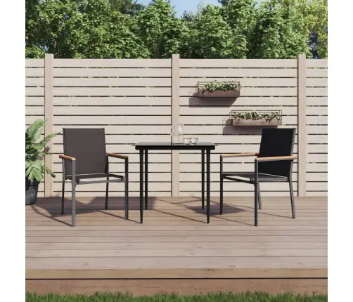 Sodo Valgomojo Komplektas, 3 Dalių, Juodas, Tekstilenas/Plienas