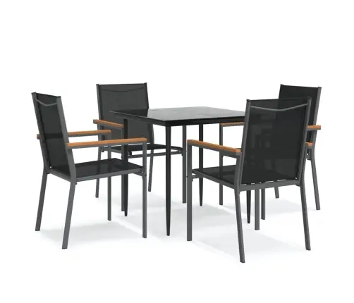 5-Osaline Aia Söögimööbli Komplekt, Must, Tekstileen Ja Teras