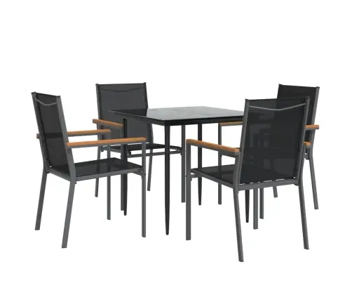 5-Osaline Aia Söögimööbli Komplekt, Must, Tekstileen Ja Teras