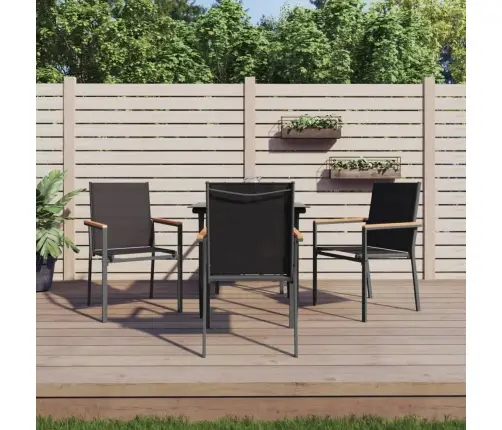 5-Osaline Aia Söögimööbli Komplekt, Must, Tekstileen Ja Teras