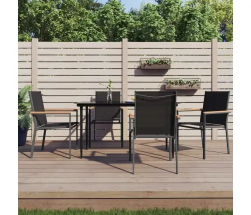 5-Daļīgs Dārza Mēbeļu Komplekts, Tekstilēns Un Tērauds, Melns Vidaxl