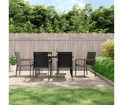 Sodo Valgomojo Komplektas, 7 Dalių, Juodas, Tekstilenas/Plienas