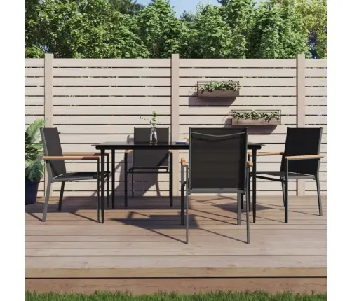 5-Osaline Aia Söögimööbli Komplekt, Must, Tekstileen Ja Teras