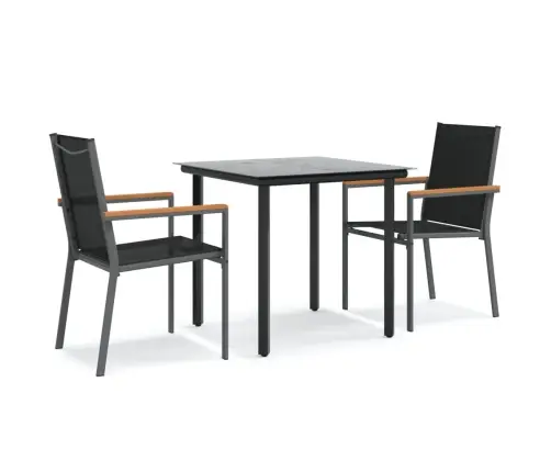 Sodo Valgomojo Komplektas, 3 Dalių, Juodas, Tekstilenas/Plienas