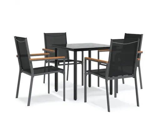 5-Daļīgs Dārza Mēbeļu Komplekts, Tekstilēns Un Tērauds, Melns Vidaxl