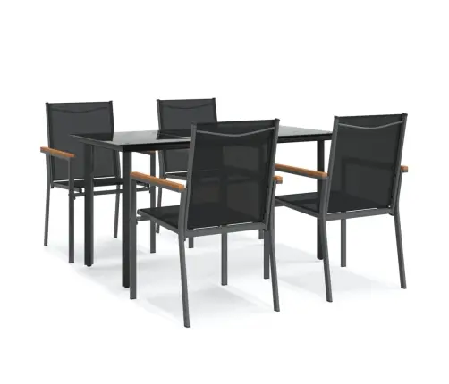 5-Osaline Aia Söögimööbli Komplekt, Must, Tekstileen Ja Teras