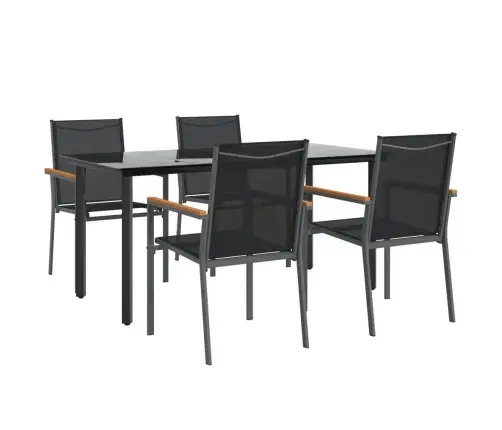 5-Daļīgs Dārza Mēbeļu Komplekts, Tekstilēns Un Tērauds, Melns Vidaxl