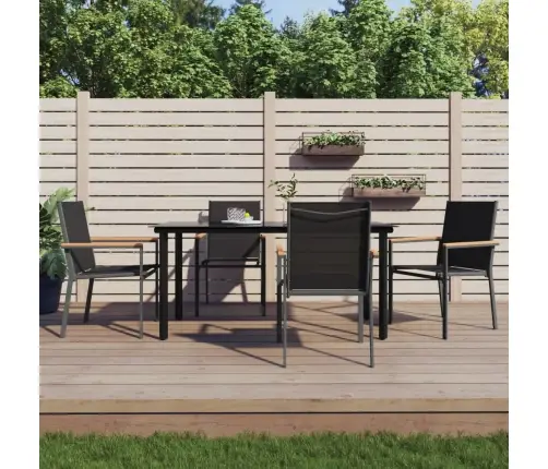 5-Daļīgs Dārza Mēbeļu Komplekts, Tekstilēns Un Tērauds, Melns Vidaxl