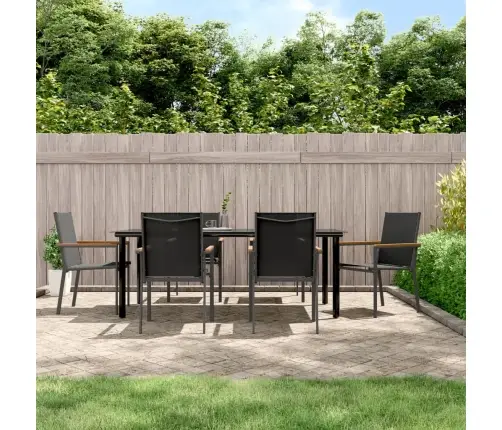 Sodo Valgomojo Komplektas, 7 Dalių, Juodas, Tekstilenas/Plienas