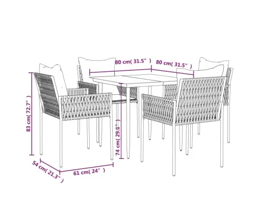 Sodo Komplektas Su Pagalvėlėmis, 5 Dalių, Poliratanas/Plienas