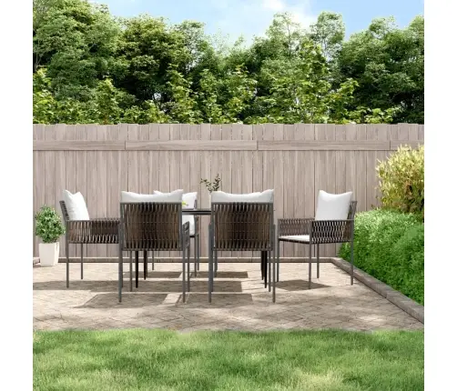 7-Daļīgs Dārza Mēbeļu Komplekts, Matrači, Rotangpalma, Tērauds Vidaxl