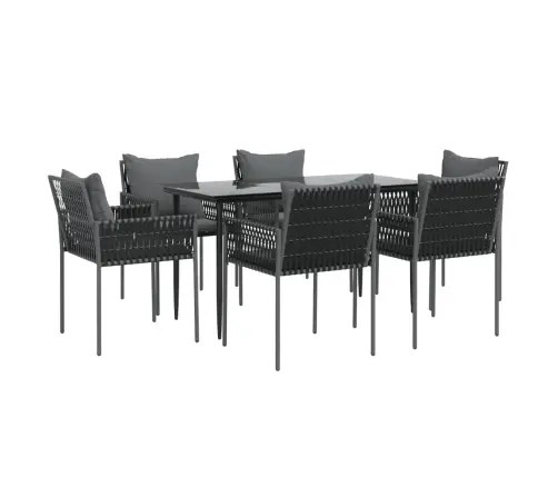 7-Daļīgs Dārza Mēbeļu Komplekts, Matrači, Rotangpalma, Tērauds Vidaxl