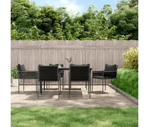 7-Daļīgs Dārza Mēbeļu Komplekts, Matrači, Rotangpalma, Tērauds Vidaxl