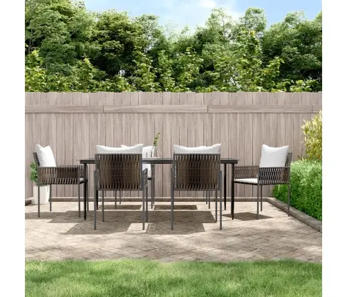 7-Daļīgs Dārza Mēbeļu Komplekts, Matrači, Rotangpalma, Tērauds Vidaxl