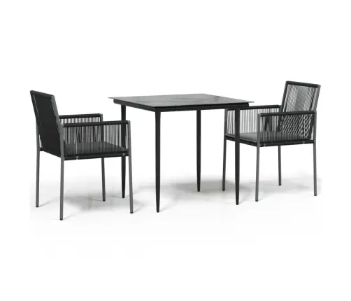 Sodo Baldų Komplektas, 3 Dalių, Juodas, Poliratanas Ir Plienas