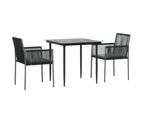 Sodo Baldų Komplektas, 3 Dalių, Juodas, Poliratanas Ir Plienas