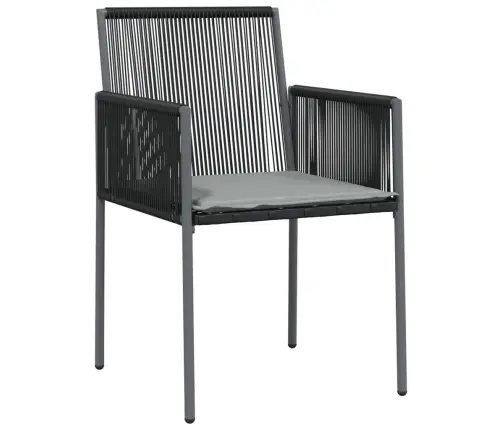 Sodo Baldų Komplektas, 3 Dalių, Juodas, Poliratanas Ir Plienas